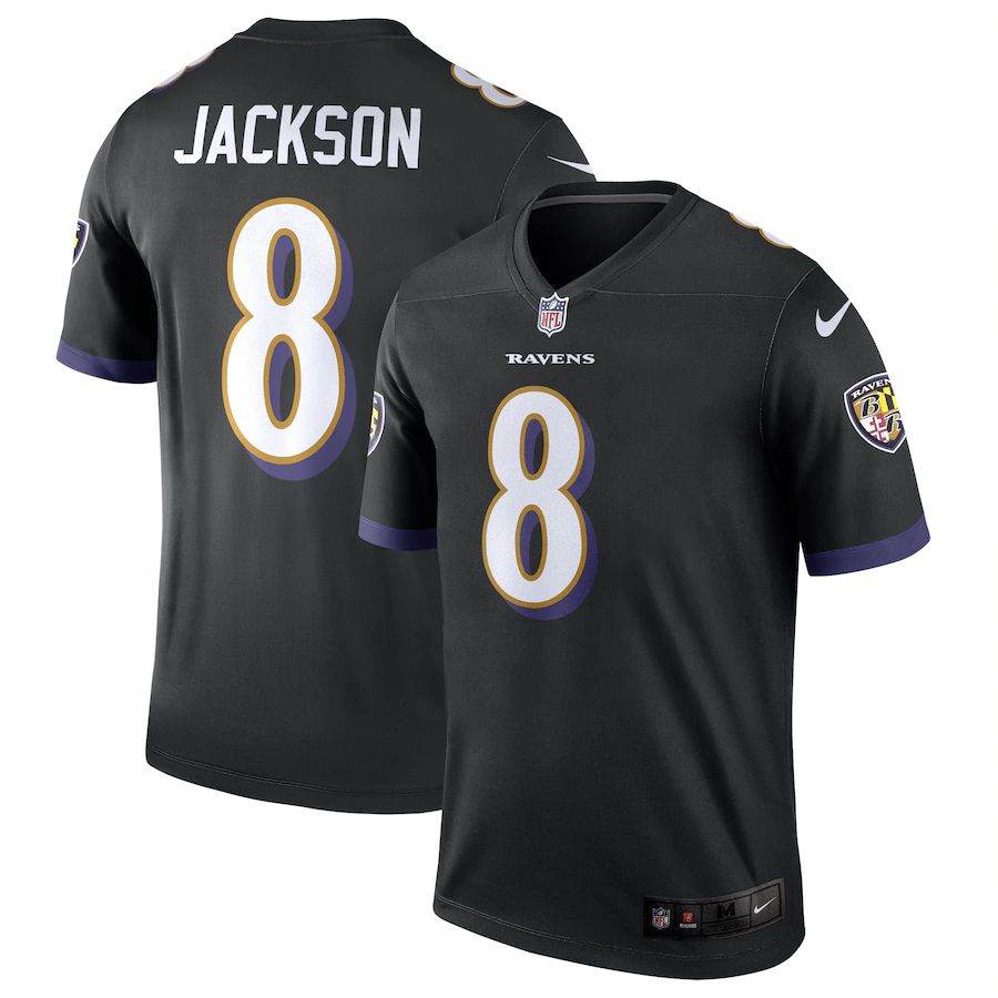 Men Baltimore Ravens #8 Lamar Jackson Nike Black Legend NFL Jersey->women nfl jersey->Women Jersey